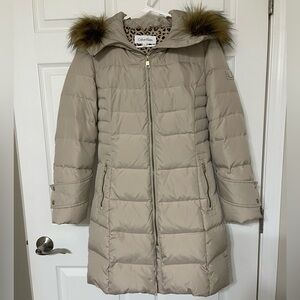Calvin Klein Beige Long Puffer Jacket - New!
